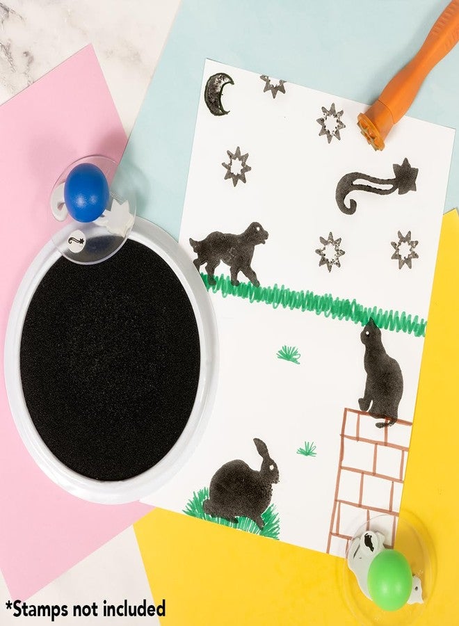 READY 2 LEARN Jumbo Circular Washable Stamp Pad - Black - 5.75" dia. - Non-Toxic - Fade Resistant - Ideal Size for Handprints and Footprints - Image 4
